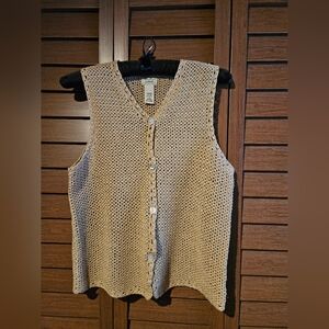 L.L. Bean Beige Knit Button-Down Shirt